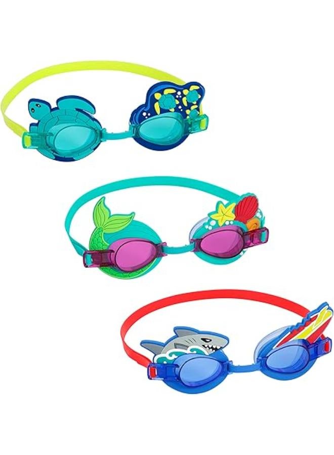بست واي بيستواي الاطفال نظارات السباحة ، نظارات السباحة للأطفال ، الفتيان والفتيات / حماية الأشعة فوق البنفسجية وحزام قابل للتعديل ، أكوابالز ، تصاميم متنوعة