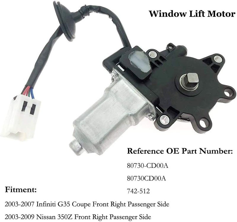 Syconeer Mastergood Window Lift Motor for Nissan 350Z & Infiniti G35 Coupe - Front Right Passenger Side Replacement - Image 2