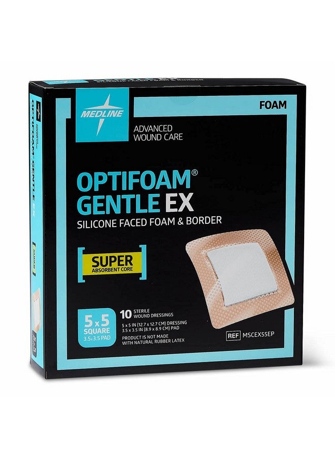 Medline Medline Optifoam Gentle EX Bordered Foam Adhesive Dressing, 5" x 5" Square (10 Count) - Image 1