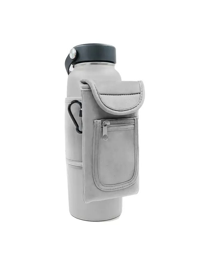 Gray Magnetic Water Bottle Sling With Carabiner For Hands Free Hydration On Adventures - Image 1
