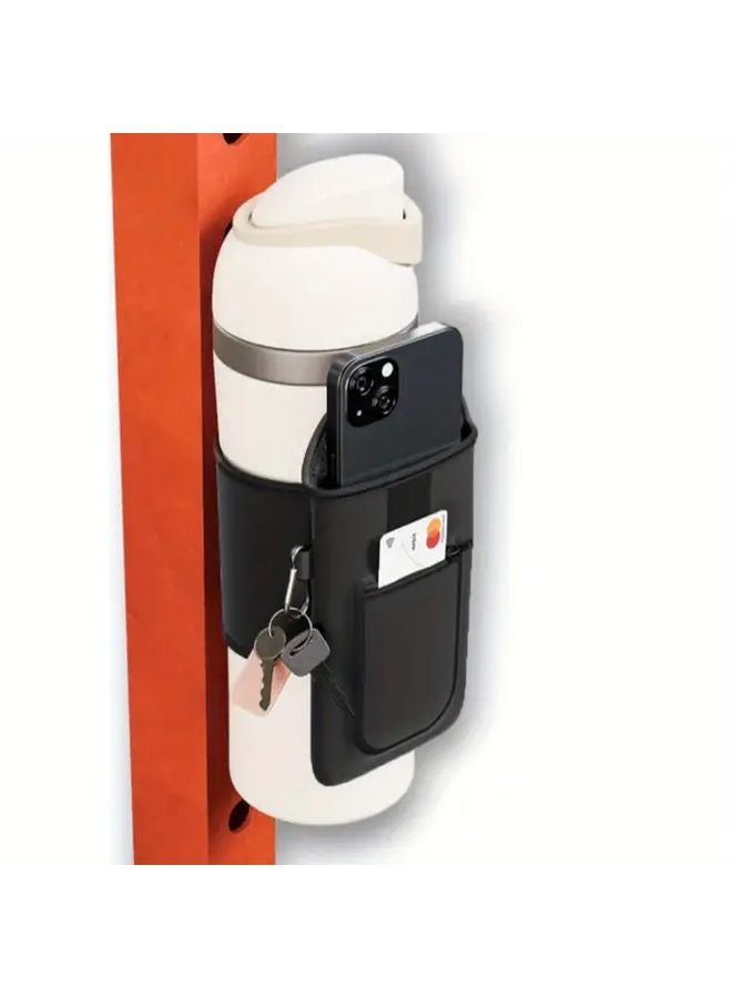 Gray Magnetic Water Bottle Sling With Carabiner For Hands Free Hydration On Adventures - Image 2