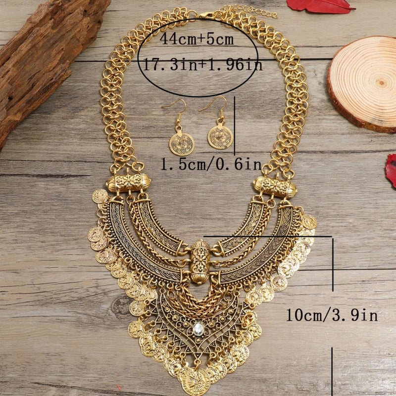 Lyhcside قلادة بيان بوهيمية عصرية مع طقم أقراط نسائية بتصميم بانك عرقي - Image 3