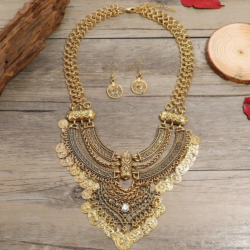Lyhcside قلادة بيان بوهيمية عصرية مع طقم أقراط نسائية بتصميم بانك عرقي - Image 4
