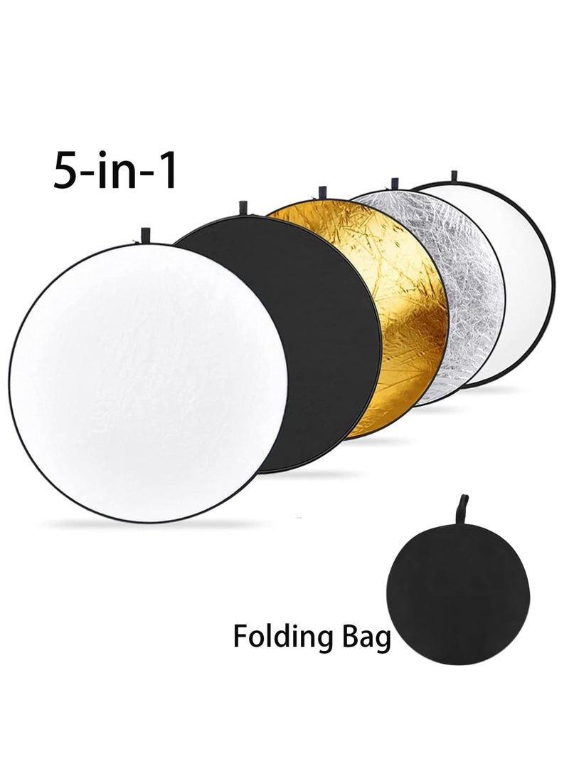 5-in-1 Multi-Function Reflector with Bag, 32-inch (80 cm) Foldable Reflector for Photography for Studio and Outdoor Lighting - Translucent, Silver, Gold, White, and Black - Image 1