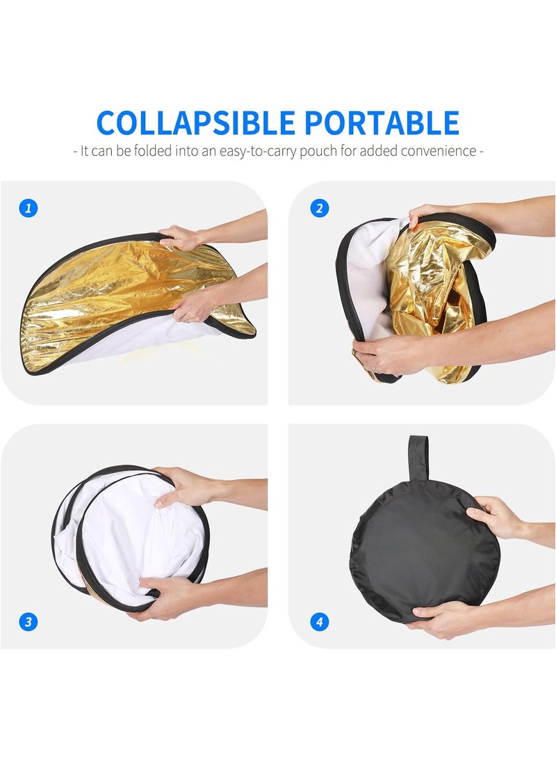 5-in-1 Multi-Function Reflector with Bag, 32-inch (80 cm) Foldable Reflector for Photography for Studio and Outdoor Lighting - Translucent, Silver, Gold, White, and Black - Image 4