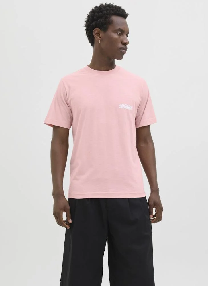 جاك اند جونز Jcosago Logo Slub Crew Neck T-Shirt