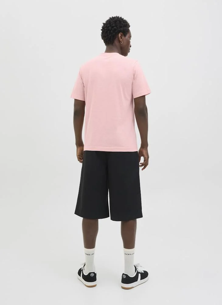 جاك اند جونز Jcosago Logo Slub Crew Neck T-Shirt