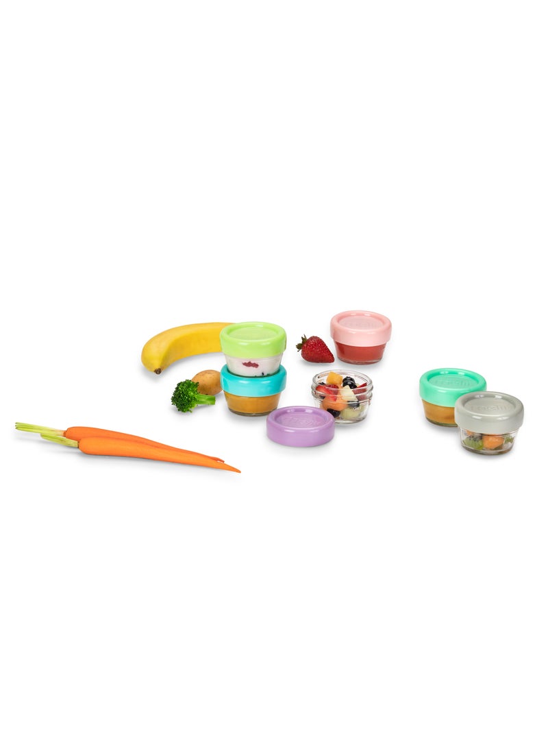Set Of 6 Airtight, Leakproof Glass Baby Food Containers With Easy Open Lids, 2Oz