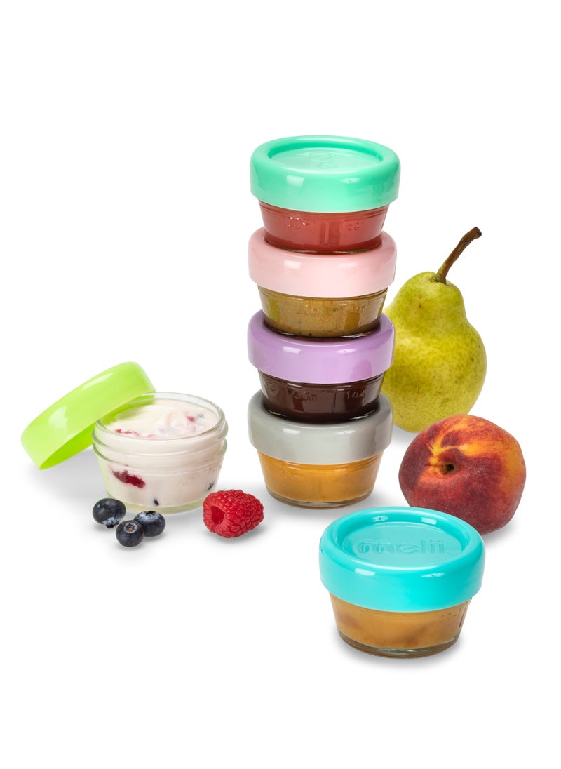 Set Of 6 Airtight, Leakproof Glass Baby Food Containers With Easy Open Lids, 2Oz
