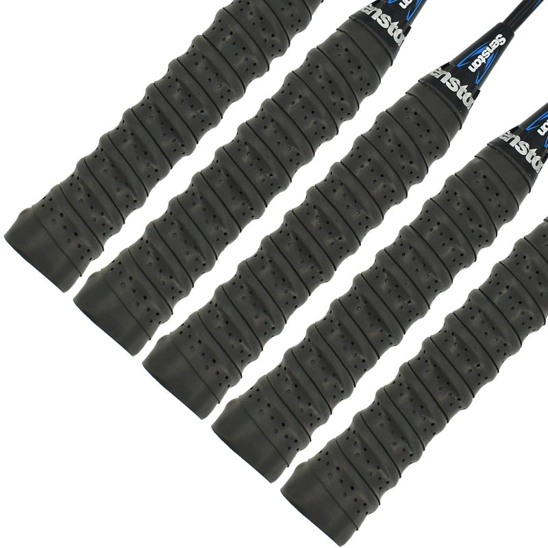Senston New Racket Grip Anti Slip Perforated Super Absorbent Tennis Overgrip Badminton Overgrip Pickleball Overgrip 5 Pack Black¡­ - Image 1