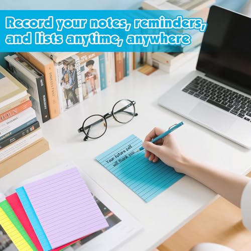 NUITPY 54 Pads Lined Sticky Notes, 18 Colors 4in x 6in Self Stick Note Pads, Strong Adhesive Sticky Note with Lines, Large Sticky Notes for School, Home, Office, 24 Sheets/Pad - Image 4