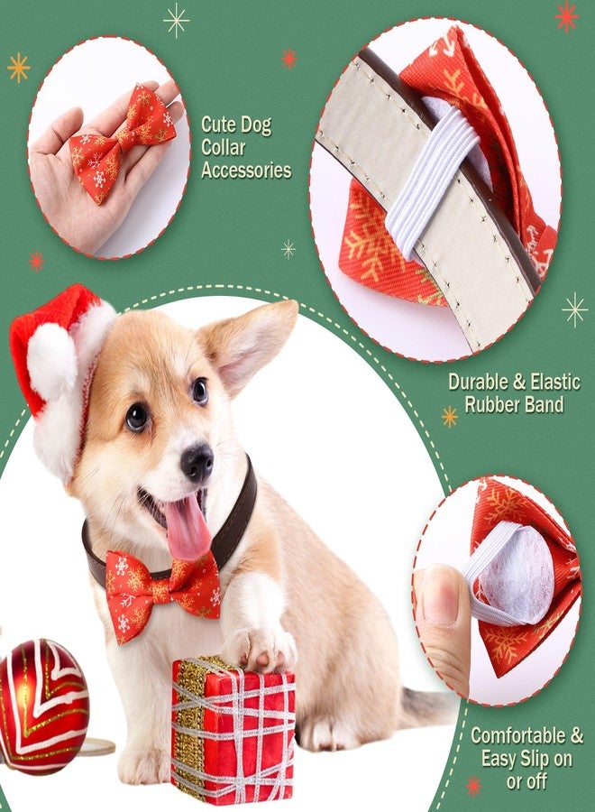 Reginary 50 Pieces Dog Bow Ties Pet Collar Bow Puppy Collar Attachment with Rubber Bands for Small Medium Cat Pet Grooming Charms Accessories Wedding Birthday Occasion(Christmas Style) - Image 3