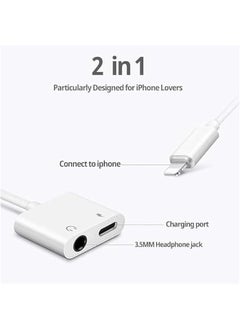 Concretization [Apple MFi Certified] 2 Pack Light ning to 3.5mm Headphone Jack Adapter, 2 in 1 Headphone Adapter Aux Audio and Charger Adapter Dongle Cable Splitter Compatible with iPhone14/13/12/11/XS/XR qi  - Image 2