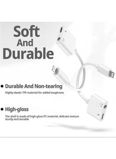 Concretization [Apple MFi Certified] 2 Pack Light ning to 3.5mm Headphone Jack Adapter, 2 in 1 Headphone Adapter Aux Audio and Charger Adapter Dongle Cable Splitter Compatible with iPhone14/13/12/11/XS/XR qi  - Image 3