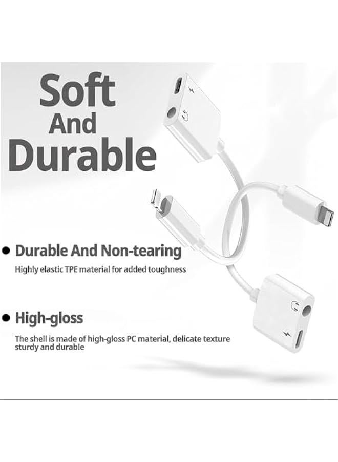 Concretization [Apple MFi Certified] 2 Pack Light ning to 3.5mm Headphone Jack Adapter, 2 in 1 Headphone Adapter Aux Audio and Charger Adapter Dongle Cable Splitter Compatible with iPhone14/13/12/11/XS/XR qi - Image 3