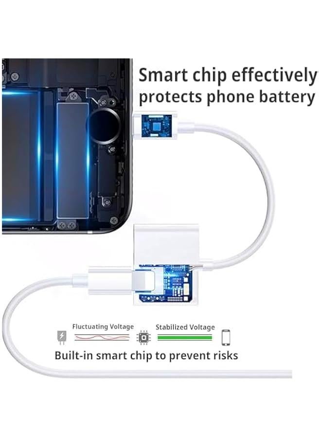 Concretization [Apple MFi Certified] 2 Pack Light ning to 3.5mm Headphone Jack Adapter, 2 in 1 Headphone Adapter Aux Audio and Charger Adapter Dongle Cable Splitter Compatible with iPhone14/13/12/11/XS/XR qi - Image 4