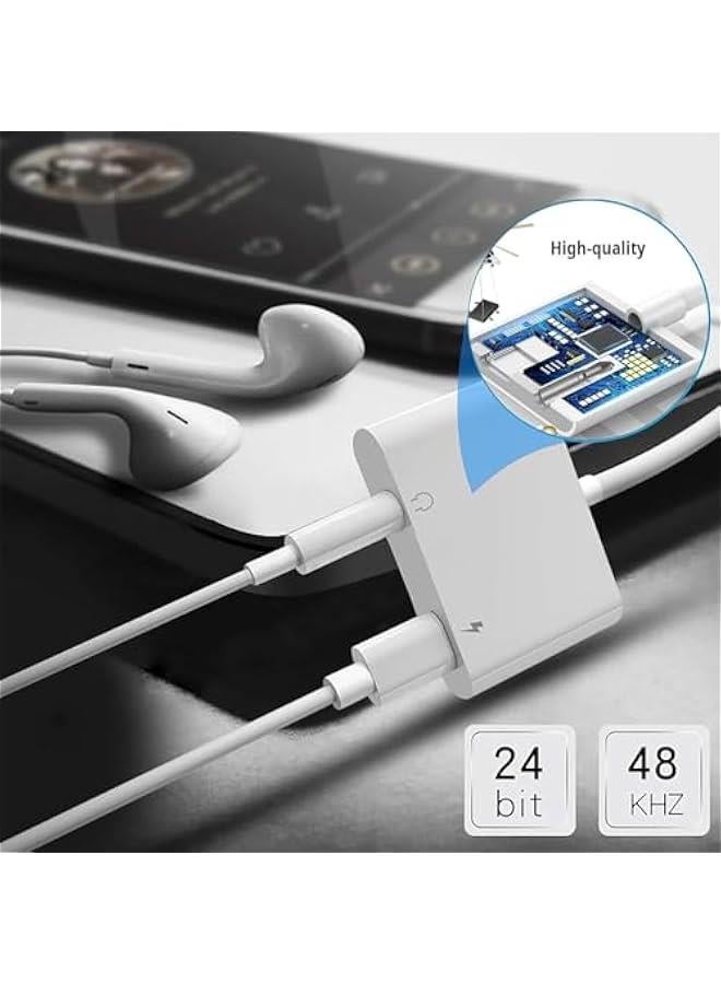 Concretization [Apple MFi Certified] 2 Pack Light ning to 3.5mm Headphone Jack Adapter, 2 in 1 Headphone Adapter Aux Audio and Charger Adapter Dongle Cable Splitter Compatible with iPhone14/13/12/11/XS/XR qi - Image 5