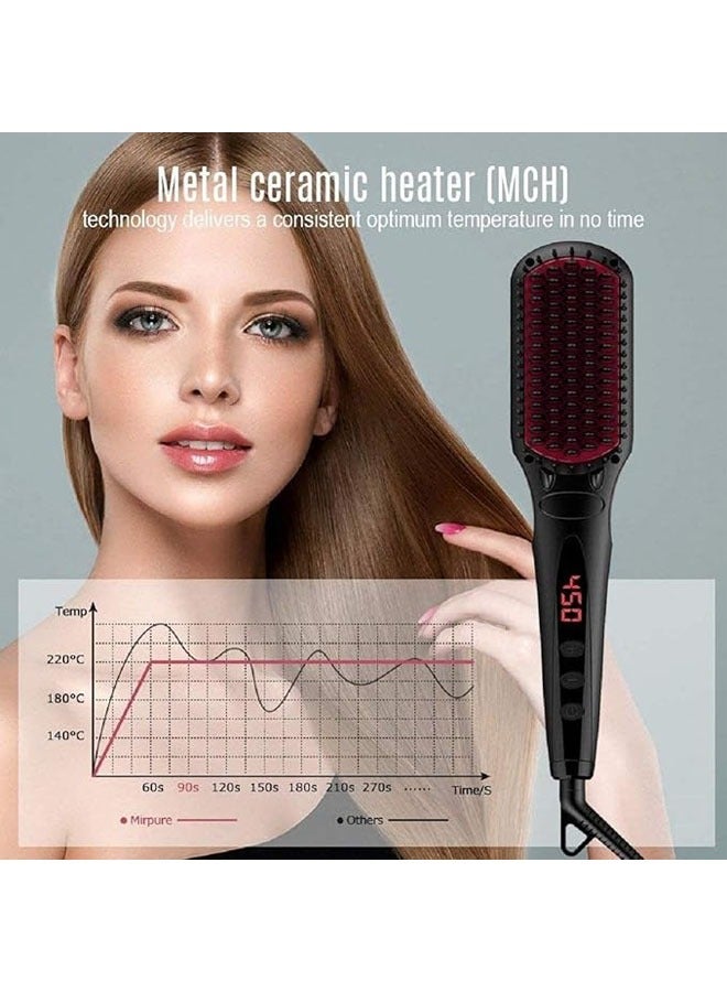 فرشاة مستقيمة للشعر بتقنية الأيونات المتطورة وسريعة التسخين بفضل السيراميك MCH، تأتي بوظيفة مضادة للحروق وقفل الحرارة التلقائي ووظيفة الإيقاف التلقائي، كما أنها محمولة ومناسبة للاستخدام المنزلي. - Image 3