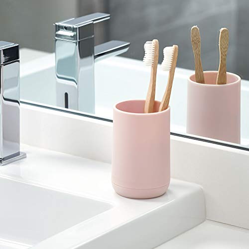 InterDesign iDesign Holder for Normal Toothbrushes, Spin Brushes, and Toothpaste The Cade Collection, 3" x 3" x 4. 5", Blush - Image 2