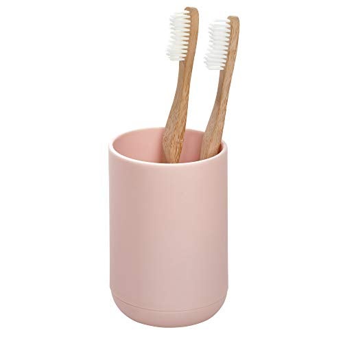 InterDesign iDesign Holder for Normal Toothbrushes, Spin Brushes, and Toothpaste The Cade Collection, 3" x 3" x 4. 5", Blush - Image 1