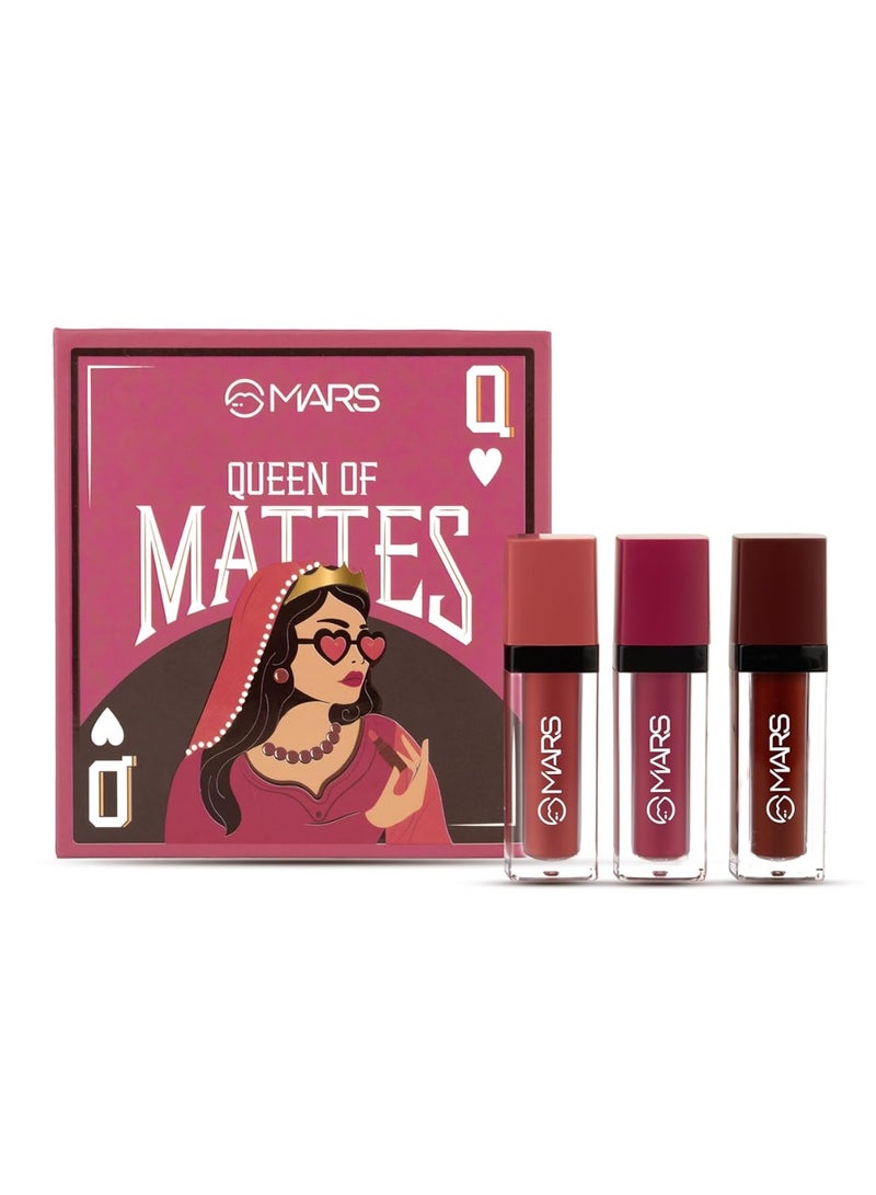 مارس مجموعة أحمر شفاه سائل "ملكة المات" من مارس، ٣ قطع (١٣.٥ مل) (متعددة الاستخدامات) | مقاومة للتلطخ والتحول | تصبغ مكثف، ثبات طويل الأمد | ألوان قابلة للتخصيص | لمسة نهائية غير لامعة - Image 3