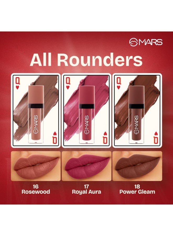 مارس مجموعة أحمر شفاه سائل "ملكة المات" من مارس، ٣ قطع (١٣.٥ مل) (متعددة الاستخدامات) | مقاومة للتلطخ والتحول | تصبغ مكثف، ثبات طويل الأمد | ألوان قابلة للتخصيص | لمسة نهائية غير لامعة - Image 2
