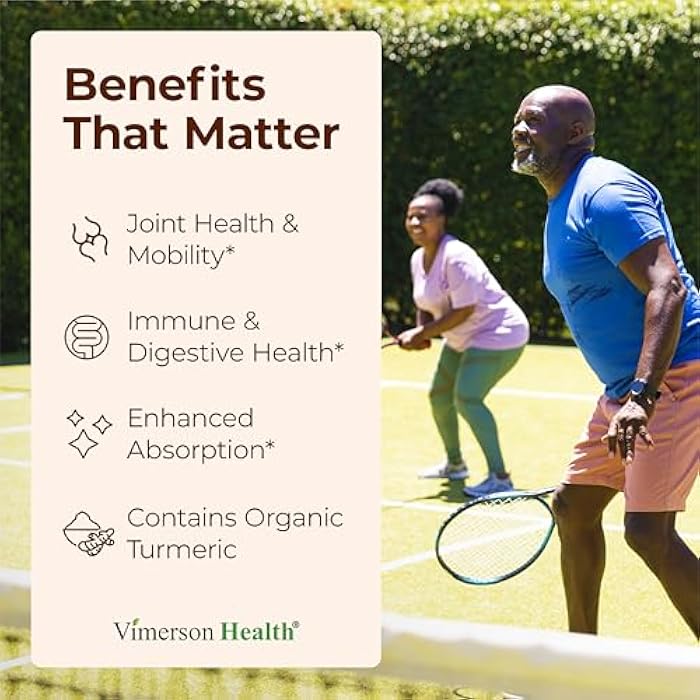 Vimerson Health Turmeric Curcumin Supplement - 1200 mg Organic Turmeric + Tumeric Extract (95% Curcuminoids) for Joint Support & Digestive Health - Turmeric Supplement - Pure Curcumin with Black Pepper - 60 Capsules - Image 2