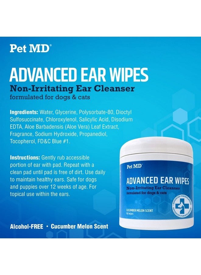 بيت إم دي مناديل تنظيف آذان القطط والكلاب من Pet MD - تركيبة متقدمة لتنظيف آذان الحيوانات الأليفة - علاج التهابات آذان الكلاب - 100 منديل - Image 5