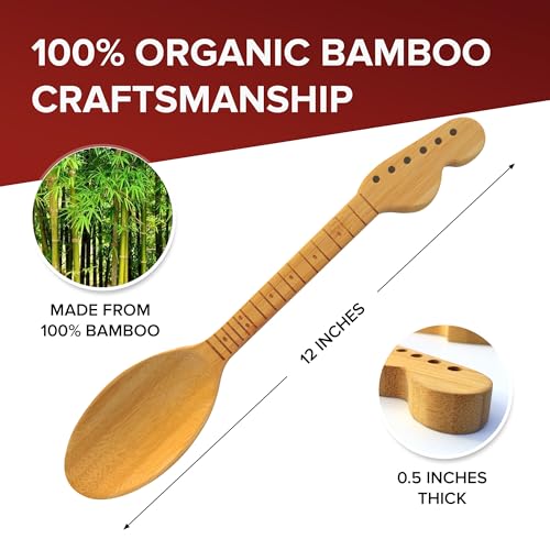 Rise8 Studios Guitar Bamboo Cooking Utensils Set (4-Piece) | Wooden Spoons and Spatulas | Fun Music Themed Kitchen Gadgets & Accessories | Unique Gift for Musicians, Guitar Players - Image 3