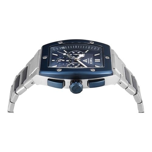 TIMEX ساعة تيمكس فيكتور التناظرية للرجال مع قرص أزرق مستطيل وسوار من الفولاذ المقاوم للصدأ متعدد الألوان مقاومة للماء - TWEG26202 - Image 4