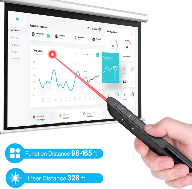 DinoFire Presentation Clicker with Case, Wireless Presenter Remote Powerpoint Clicker Storage Proective Bag - Image 5