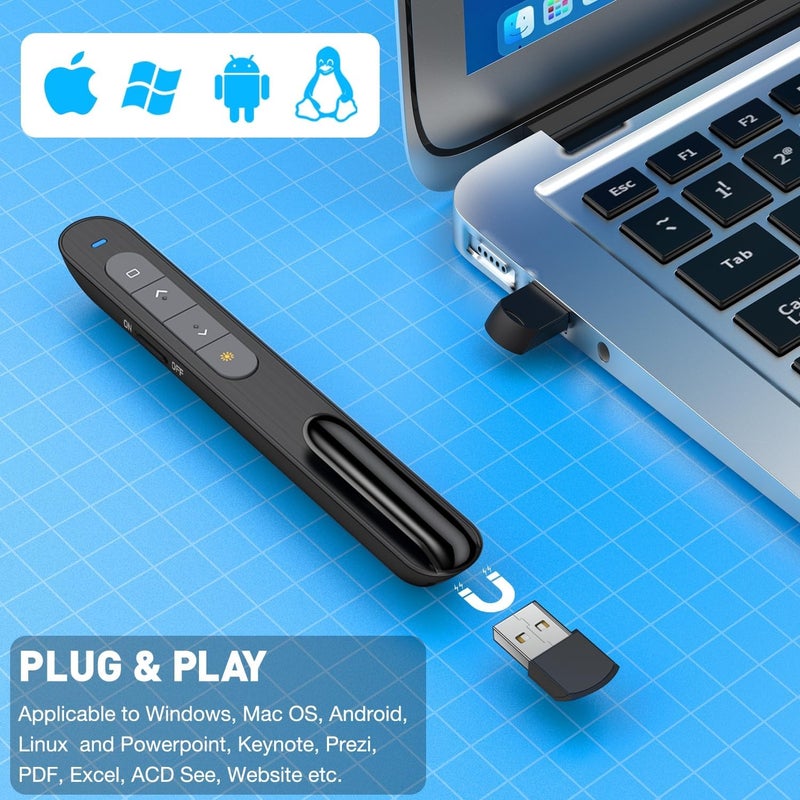 DinoFire Presentation Clicker with Case, Wireless Presenter Remote Powerpoint Clicker Storage Proective Bag - Image 3