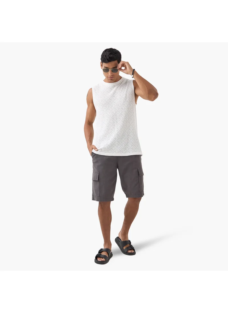 ايكونيك Iconic Flexi Waist Cargo Shorts with Drawstring Waist