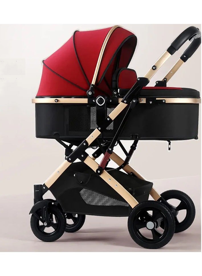 DubaiGallery European Double Infant Cart Foldable Push Chair Stroller 3 In 1 Baby Doll Pram For baby hip seat carrier with compact - Image 2