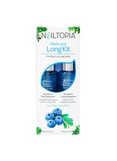 Nailtopia Nails Are Long Kit Supports Short/Long Nails & Dehydrated Cuticles Plantbased Non Toxic Biosourced Hardening & Conditioning Superfood Treatment Blueberry Extract (Clear) 2 Pc  - Image 1