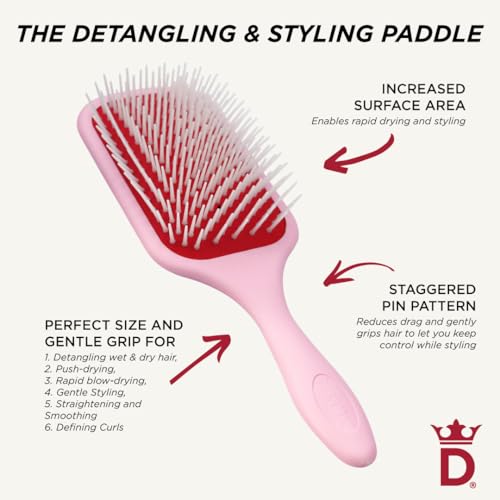 Denman D38 Paddle Hairbrush Pink crush -Air cushioned pad for Detangling, Blow drying, Smoothing, Styling brush - Hair brush For All Hair types - Women and Men - Image 5