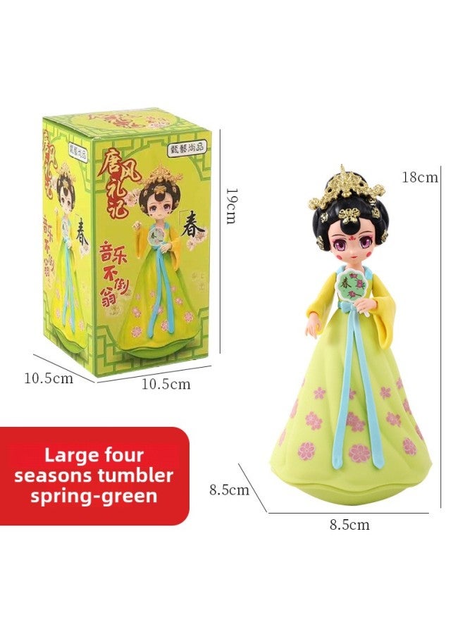 Datang Tumbler Little Sister Four Beautiful Women Creative Xi'an Tourism Creative Doll Doll Toy Ornaments Gift-Color:Large Four Seasons Spring Green - Image 1