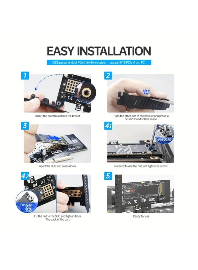 M 2 NVME SSD To PCIe 4 0 X1 Adapter Card 2280 SSD PCIE X1 Expansion Card For Desktop PC PCI E GEN4 16Gbps Full Speed - Image 5