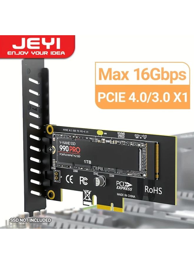 M 2 NVME SSD To PCIe 4 0 X1 Adapter Card 2280 SSD PCIE X1 Expansion Card For Desktop PC PCI E GEN4 16Gbps Full Speed - Image 1
