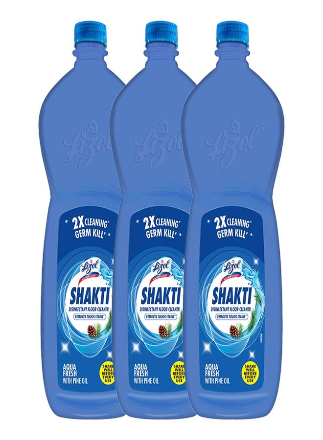 Lizol Shakti 900ml (Pack of 3 - Aqua Fresh Floor Cleaner| 2X Better Cleaning vs Phenyl |Kills 99.9% Germs| Removes Tough Stains | Suitable for All Floor Cleaner Mops - Image 1