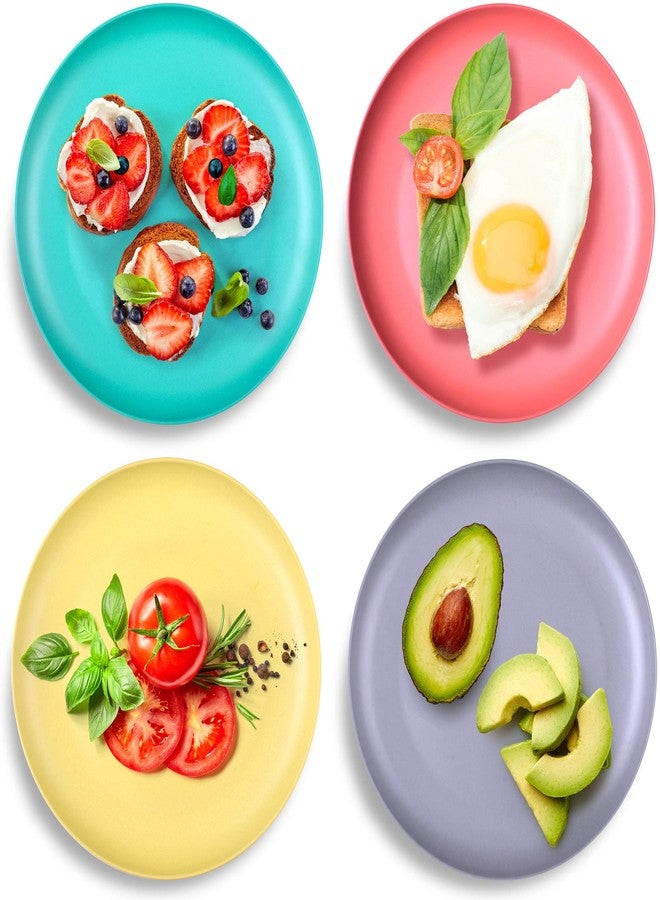 GET FRESH Bamboo Kids Plates Set 4-pack Reusable Dinner Plates for Toddlers Colorful Bamboo Fiber Childrens Dinnerware Set for Everyday Use - Image 2
