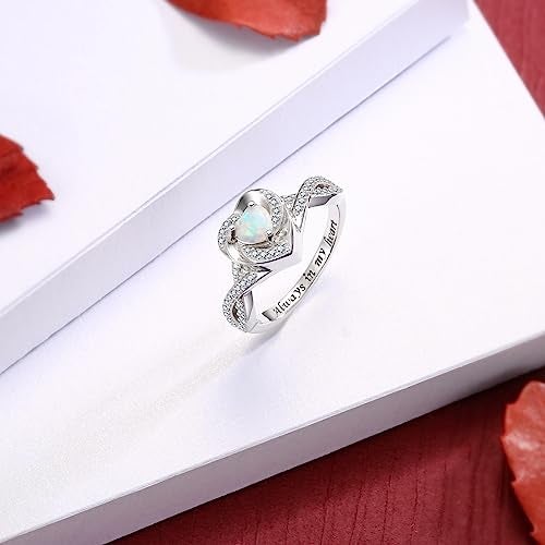 Sariel Heart Cremation Ring for Ashes 925 Sterling Silver Opal Urn Keepake Rings Memorial Jewelry for Women White 9 - Image 3