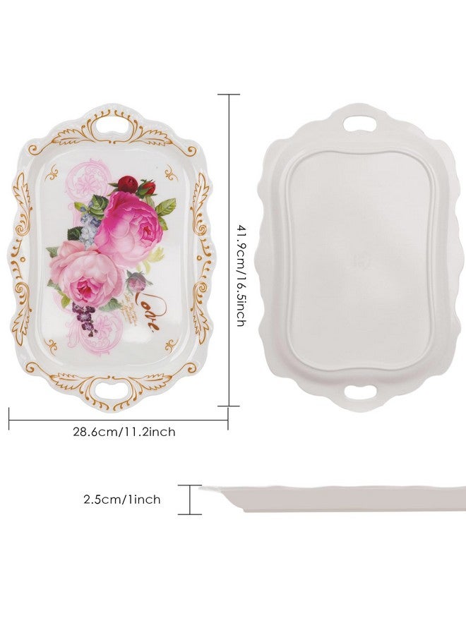 Rocutus Melamine Serving Tray,Art Trays For Stylish Home Decor, Entertaining & Dining - Rectangular Appetizer Platter, Food Serving Tray With Handles, Lightweight,3 Pack (16.5 X 11.3 X 1.4 Inches) - Image 2