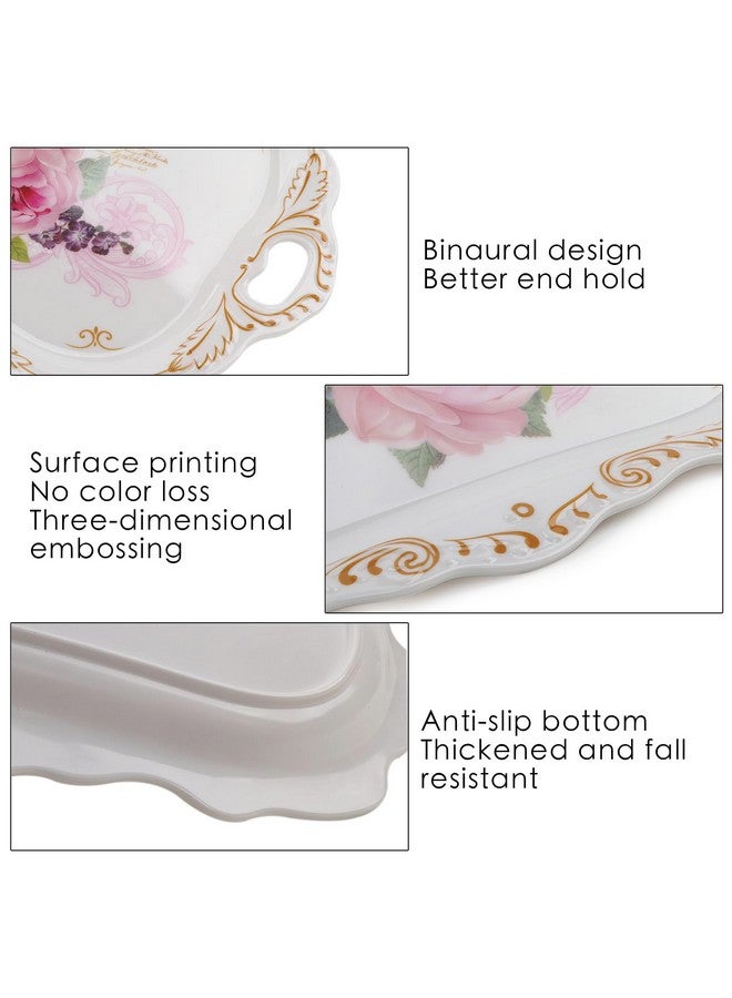 Rocutus Melamine Serving Tray,Art Trays For Stylish Home Decor, Entertaining & Dining - Rectangular Appetizer Platter, Food Serving Tray With Handles, Lightweight,3 Pack (16.5 X 11.3 X 1.4 Inches) - Image 3