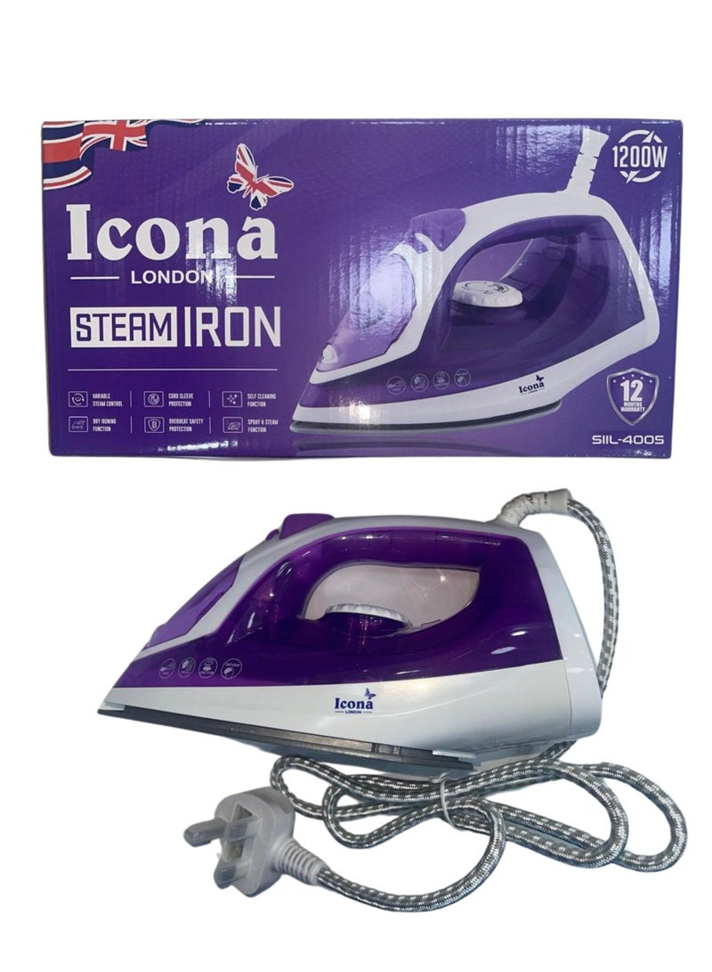 Icona Powerful Steam Burst Ferro a Vapor – Anti-Drip Portable Electric Steam Iron for Clothes with Adjustable Temperature Control, Purple - Image 4