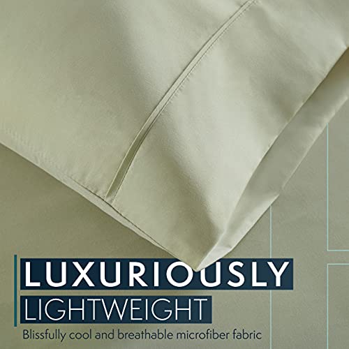 HC COLLECTION Bed Sheets Set Queen with 2 Pillowcases, Hotel Luxury Platinum 1800 Series Brushed Microfiber Deep Pocket Fitted Sheet, Fade Resistant Ultra Soft 4 Pcs Bedding for Hot Sleepers, Sage - Image 3