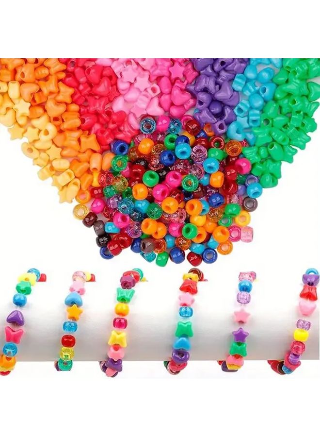 200 قطعة خرز بوني بلاستيكي متعدد الألوان، خلط وتطابق أشكال الخرز المفكوك لصنع المجوهرات - Image 2