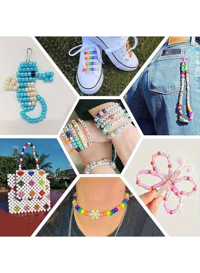 200 قطعة خرز بوني بلاستيكي متعدد الألوان، خلط وتطابق أشكال الخرز المفكوك لصنع المجوهرات - Image 5