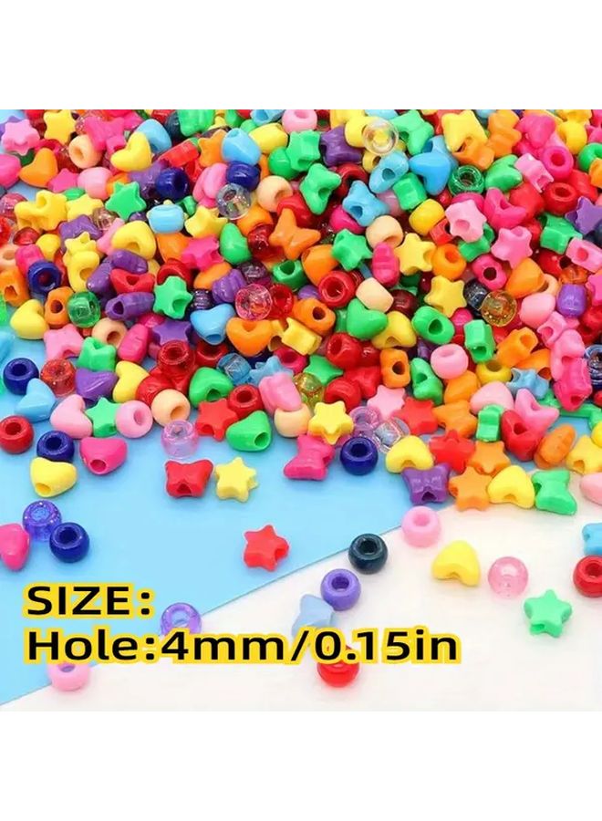 200 قطعة خرز بوني بلاستيكي متعدد الألوان، خلط وتطابق أشكال الخرز المفكوك لصنع المجوهرات - Image 3