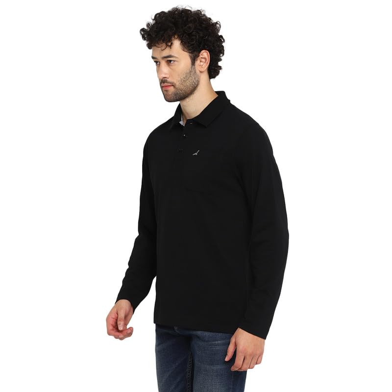 AMERICAN CREW Full Sleeves Polo Collar T-Shirt with Pocket for Men (AC883-XL_Black) - Image 4
